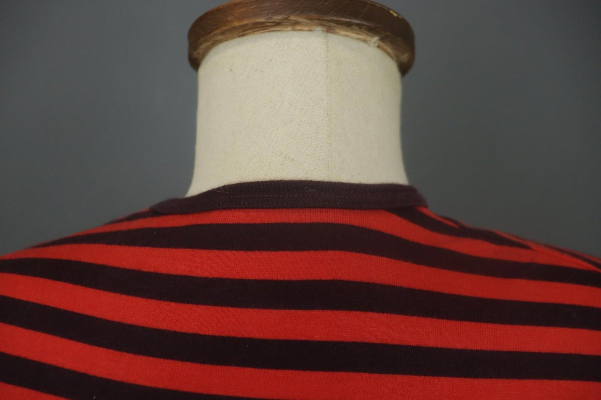 MARIMEKKO PITKĀMEKKO Red Black Striped Cotton Long Sleeve Shift Dress – Size XS