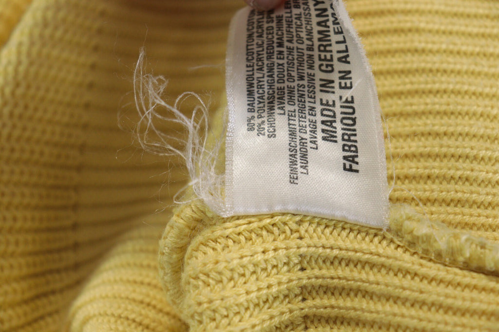 Carlo Colucci Yellow Knit Ribbed V-Neck Wool Sweater – Size L-XL US 44 EU 554