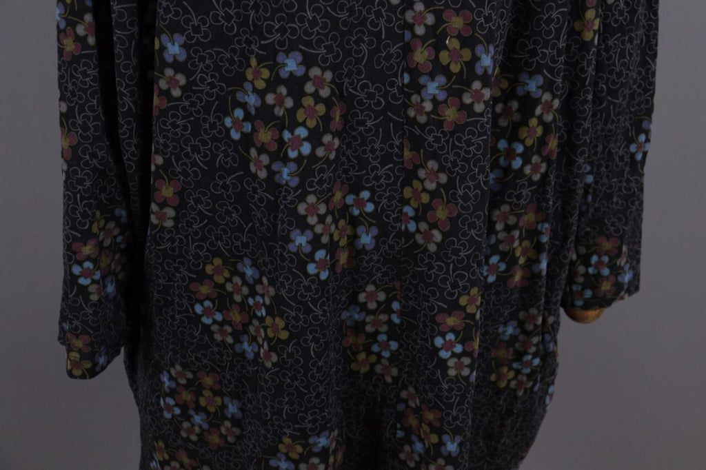 GUDRUN SJODEN Black Floral Oversized Long Sleeve Blouson Midi Dress – Size M