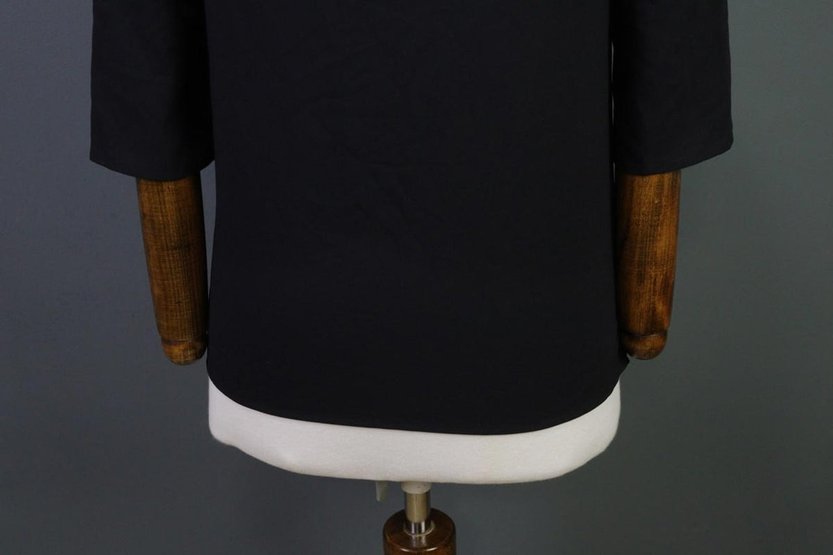 CHANEL Black Long Sleeve Button Side Slit Pullover Blouse Top – Size 34