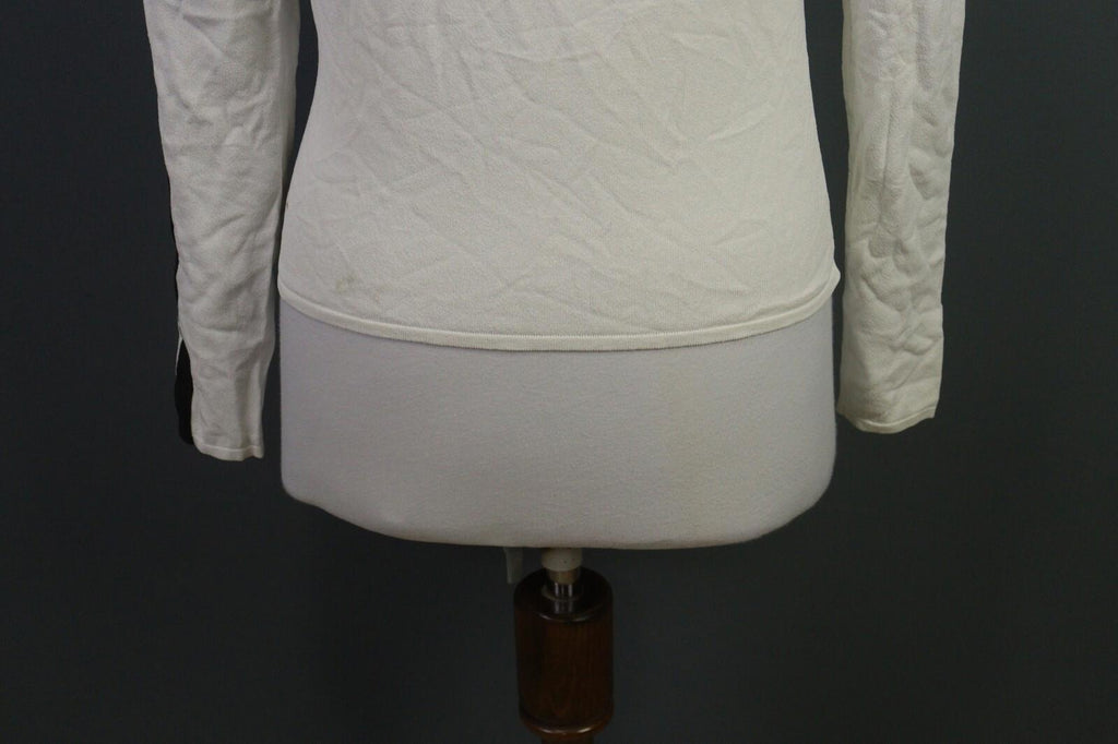 SARAH PACINI White Long Sleeve High Neck Top Blouse Shirt – Size M