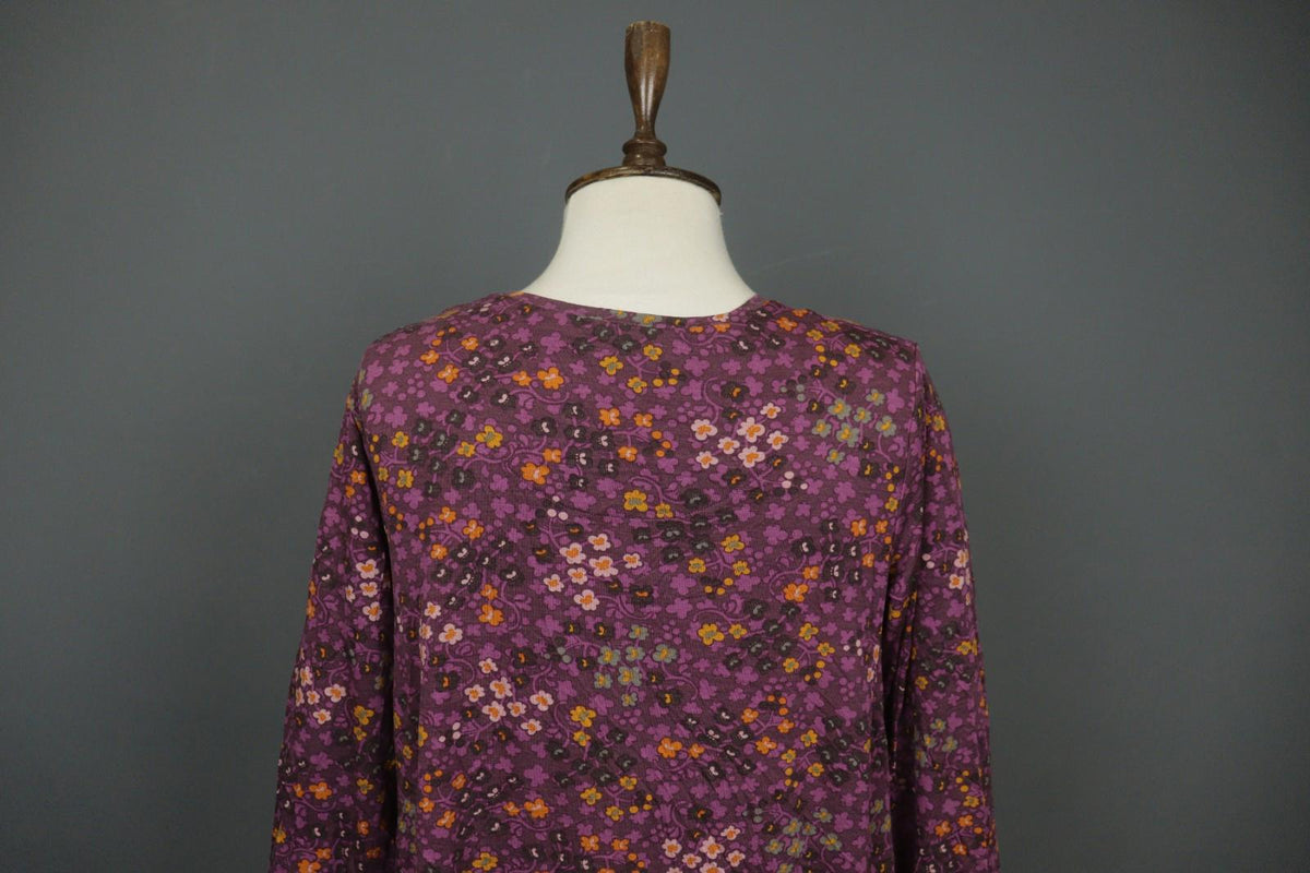 GUDRUN SJODEN Multi Floral Lyocell Long Sleeve Round Neck Sheath Dress – Size M