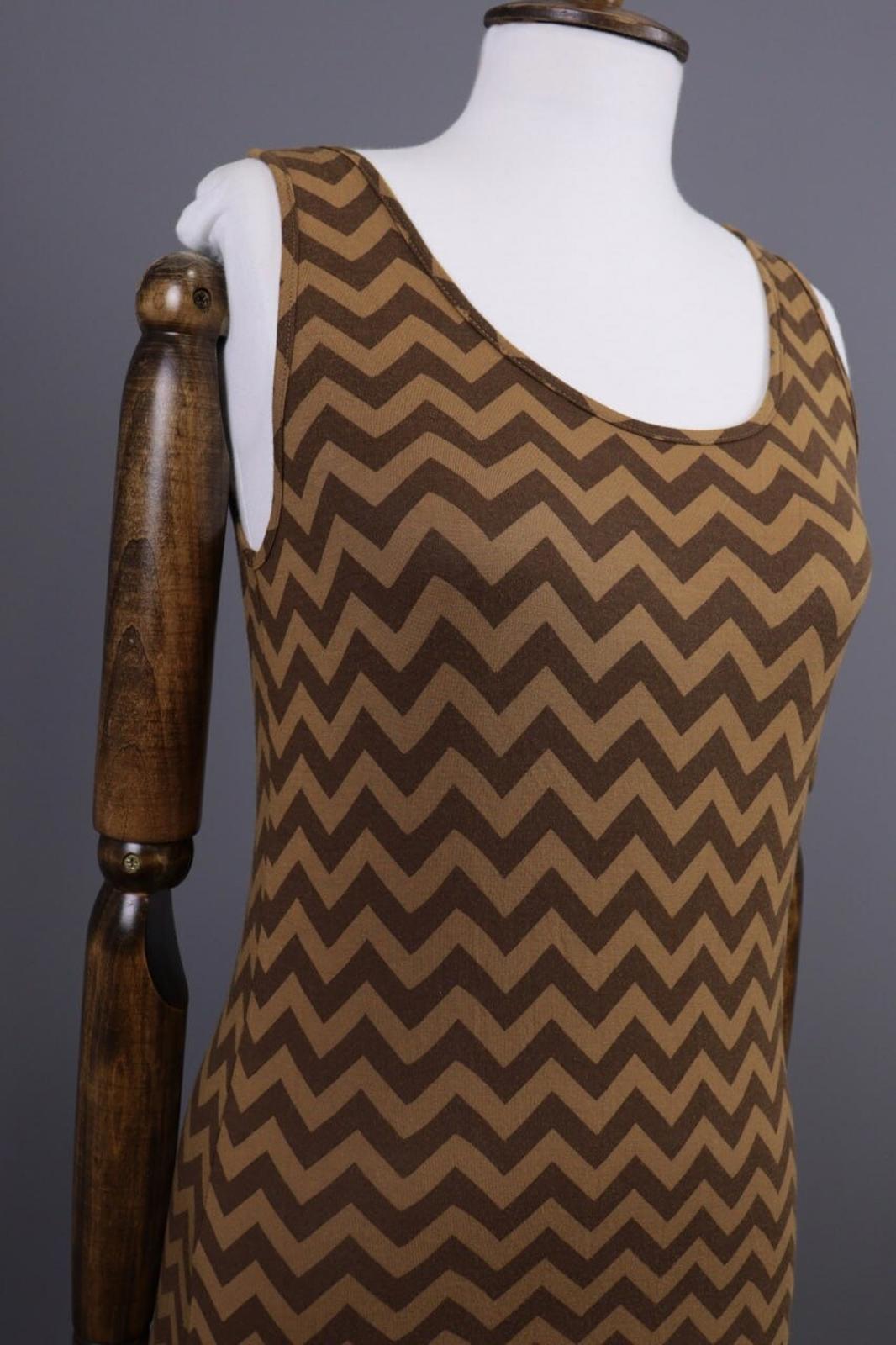 GUDRUN SJODEN Brown Geometric Relaxed Sleeveless Shift Midi Dress – Size M