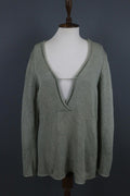 ANNETTE GORTZ Green Deep V-Neck Knit Pullover Sweater – Size XL