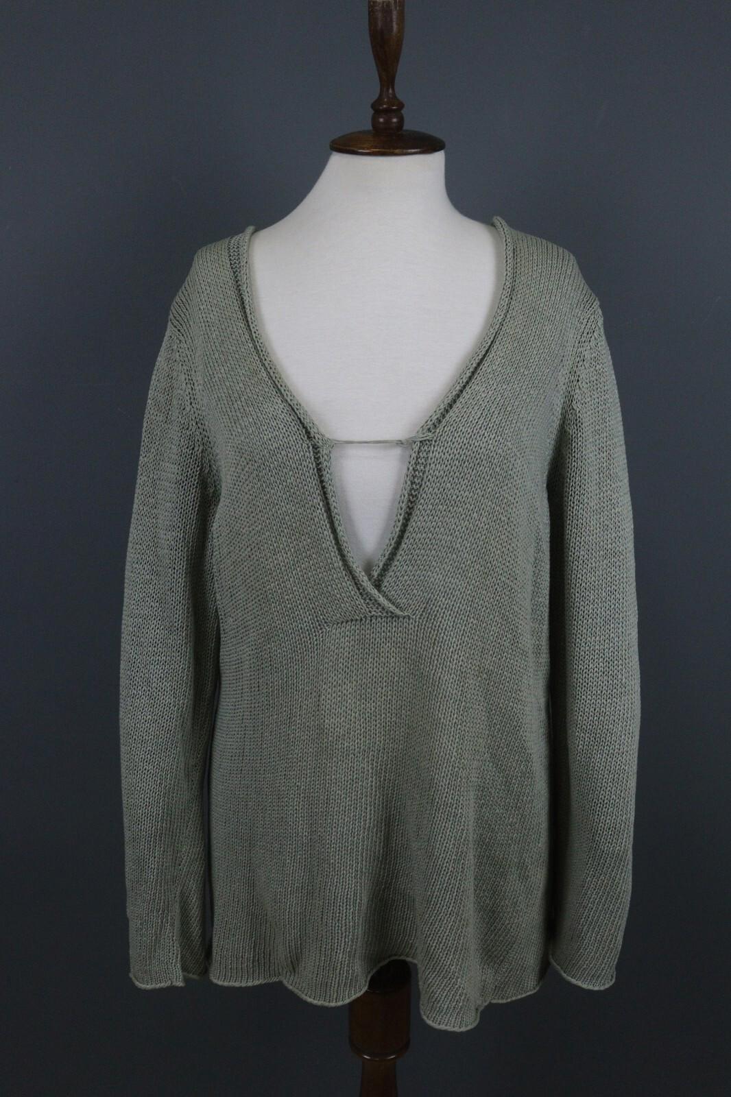 ANNETTE GORTZ Green Deep V-Neck Knit Pullover Sweater – Size XL