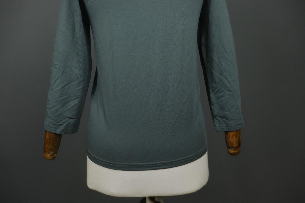 GUDRUN SJODEN Green Lyocell Slim Fit Round Neck Pullover Blouse Top – Size M