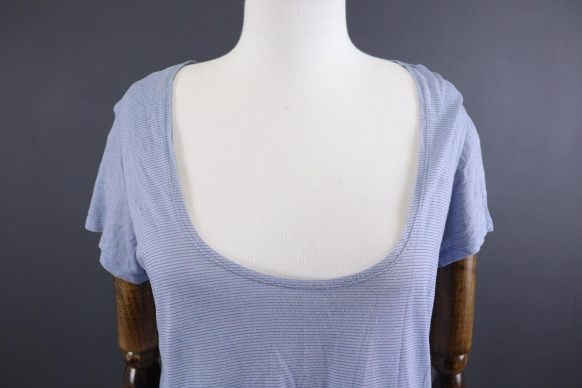 GUDRUN SJODEN Blue Short Sleeve Lightweight Lagenlook Relaxed Tunic Top – Size M – Used