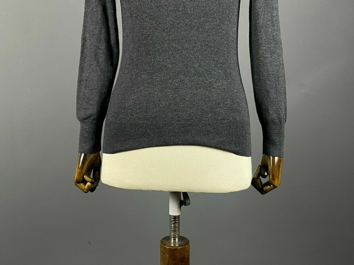 Escada Sport Gray Stretch V-Neck Pullover Jumper Sweater – Size S