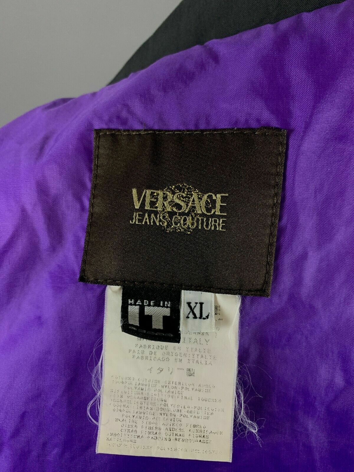 Versace Jeans Couture Black Full Zip Hooded Nylon Jacket – Women's XL
