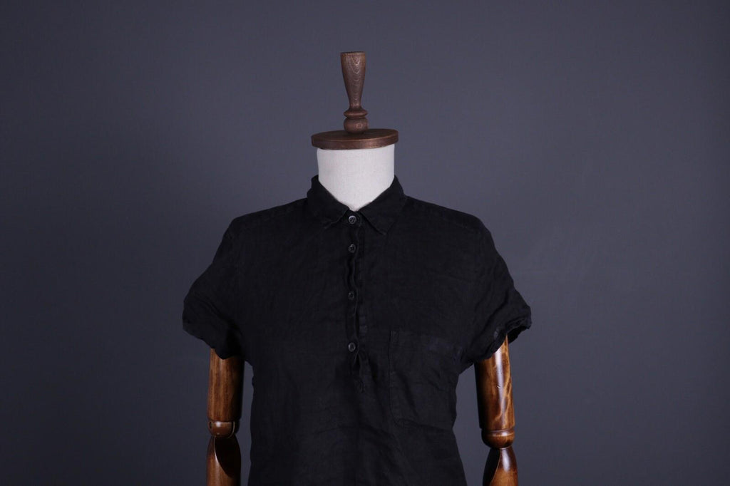 BARENA Black Linen Short Sleeve Blouse Shirt – Size 40 / M