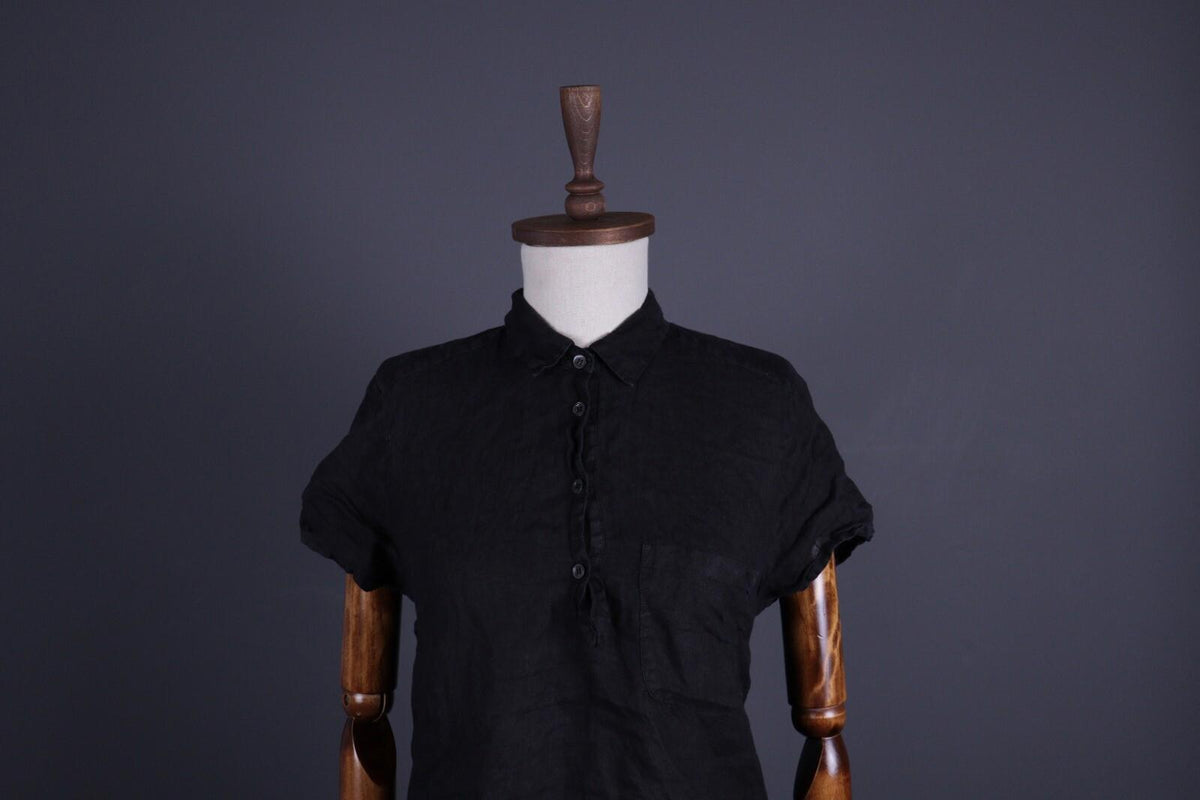BARENA Black Linen Short Sleeve Blouse Shirt – Size 40 / M