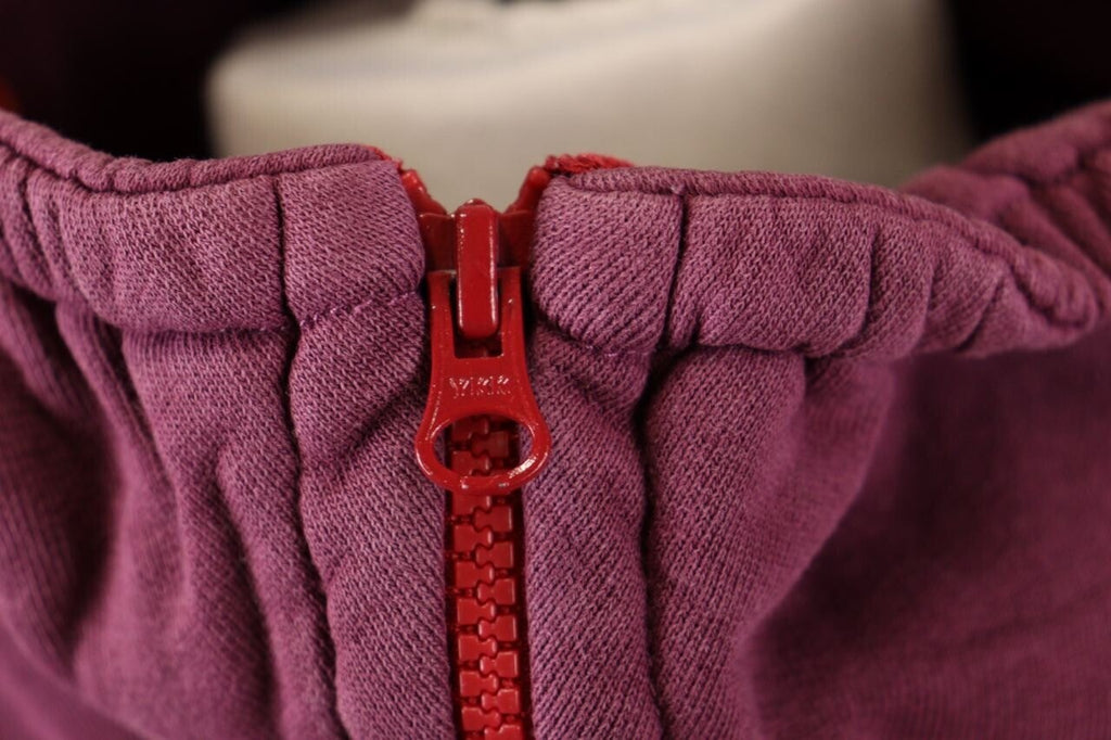 Deerberg Burgundy Floral Embroidered High Neck Full Zip Sweater – Size L