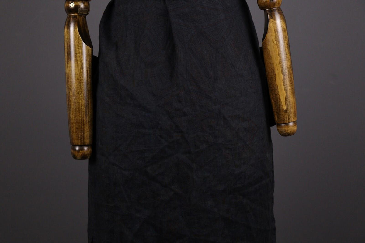 IVKO Sample Printed Linen Blue Printed Belted Wrap Maxi Dress – Size 38