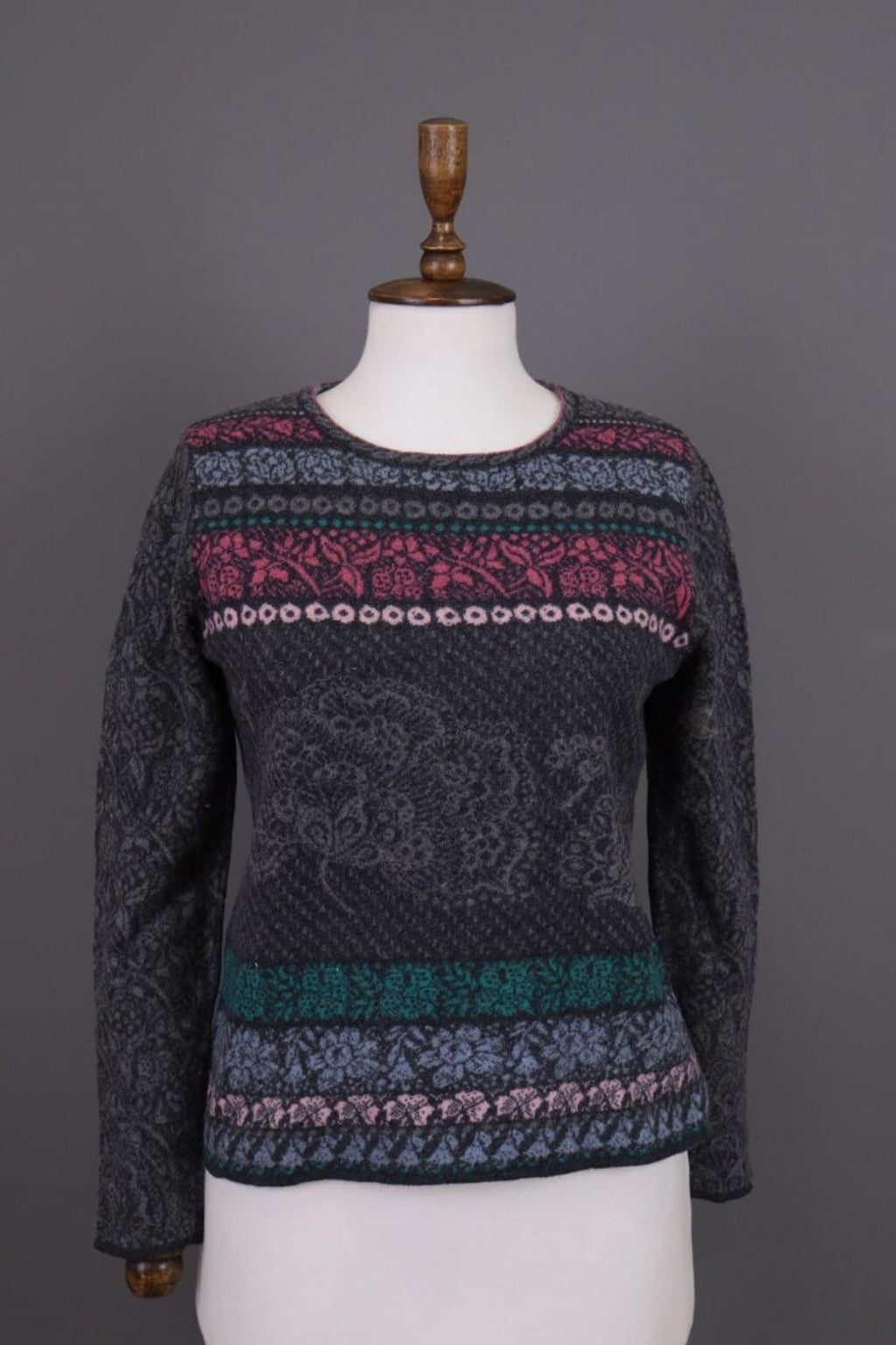 IVKO Multicolor Floral Jacquard Wool Knit Jumper Sweater – Size M / 38