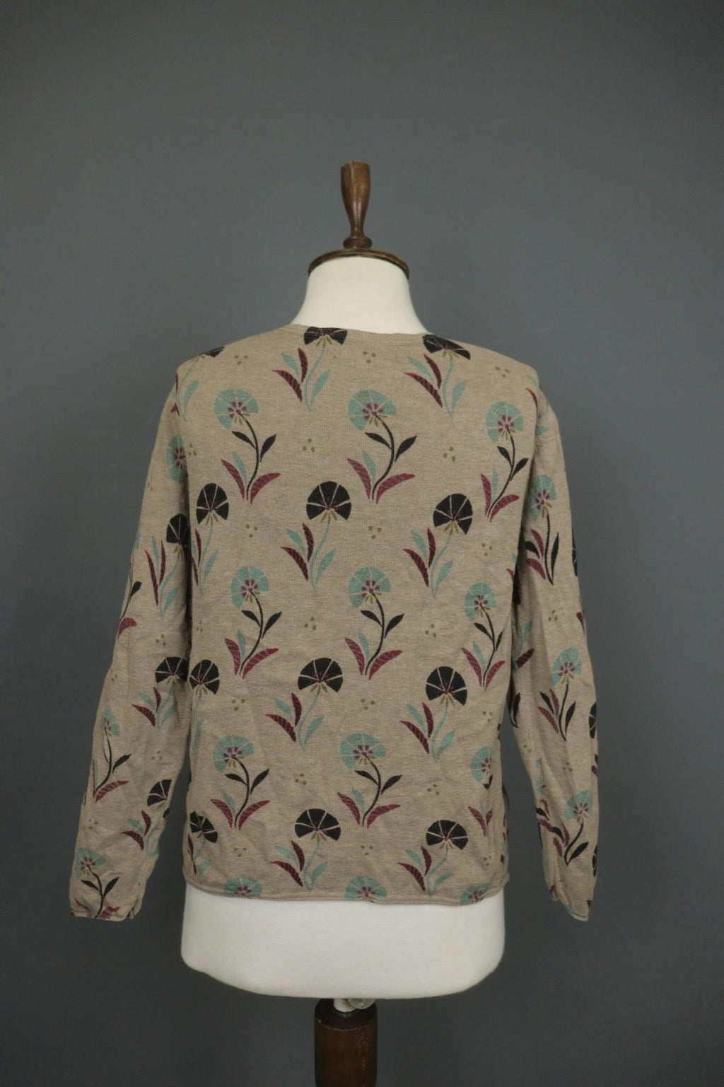 GUDRUN SJODEN Multicolor Floral 100% Cotton Button Front Cardigan Sweater – Size S
