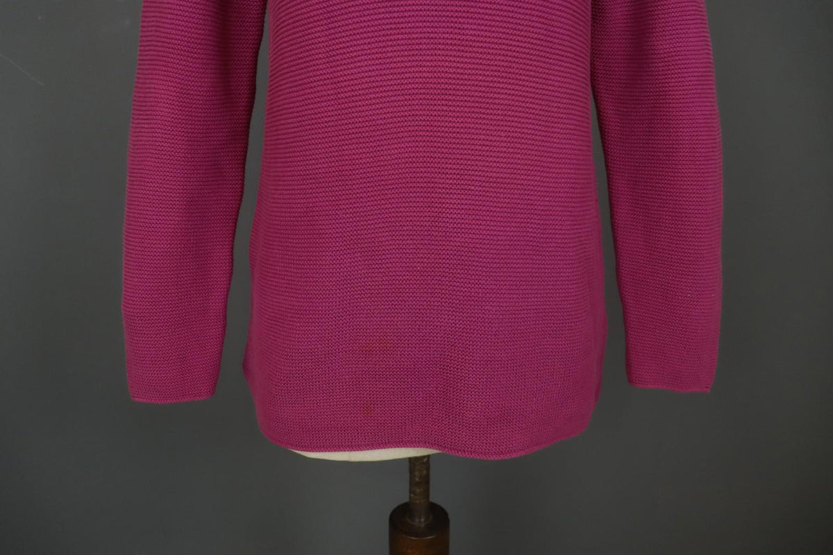GUDRUN SJODEN Pink Cotton Knitted Round Neck Long Sleeve Cardigan Sweater – Size M