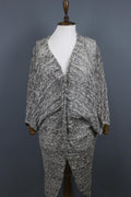 TRANSIT PAR SUCH Black White Deep V-Neck Open Front Long Cardigan – Size 2