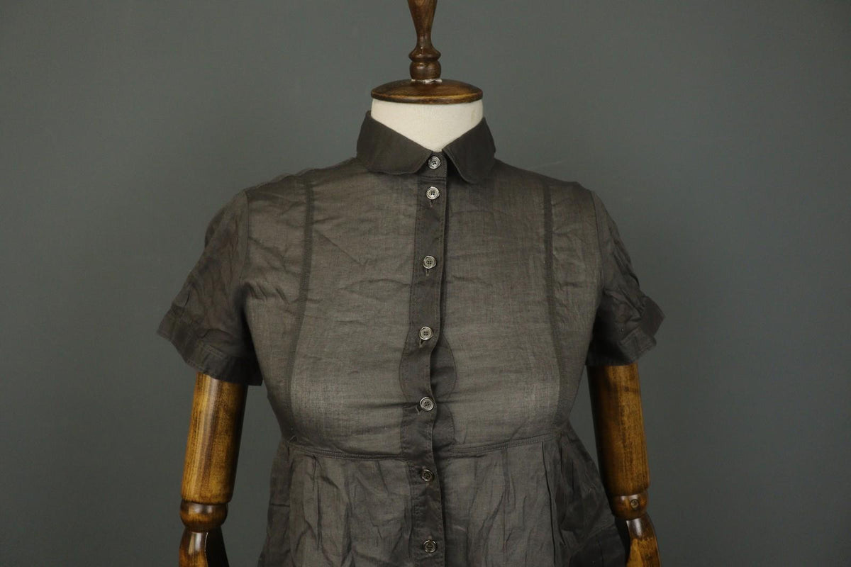 BURBERRY LONDON Brown Slim Fit Short Sleeve Collared Button-Up Shirt Top – Size 38