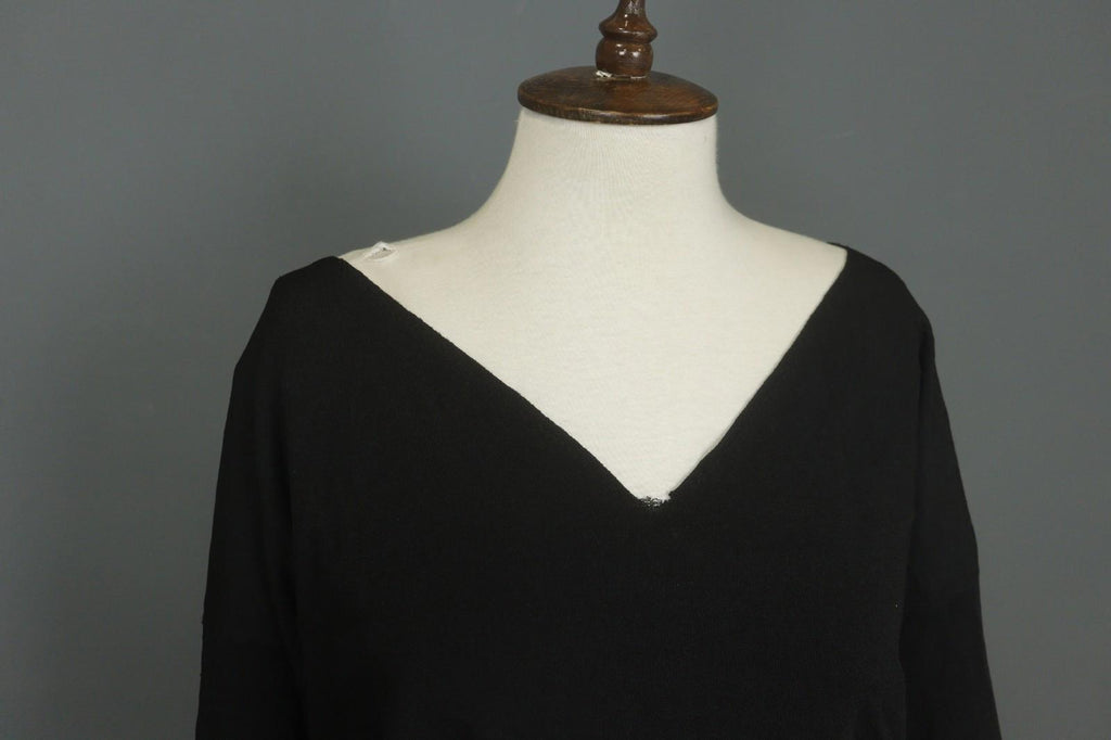 SARAH PACINI Black & White Viscose Long Sleeve V-Neck Pullover Sweater – Size One