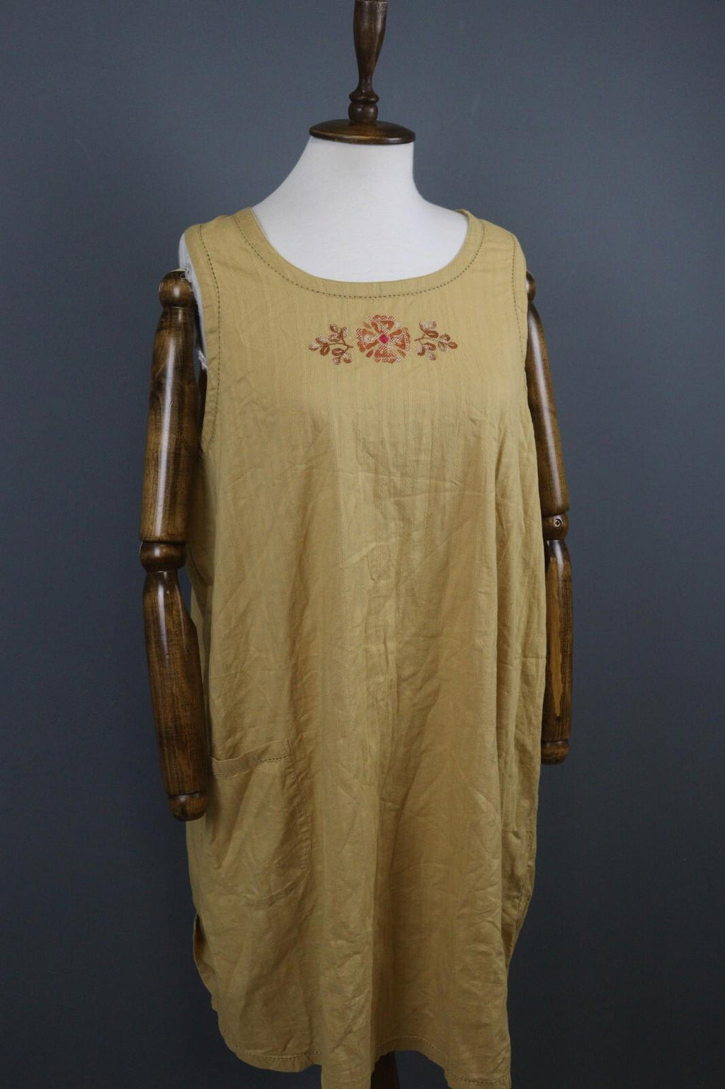 GUDRUN SJODEN Brown Floral Sleeveless A-Line Tunic Dress – Size L