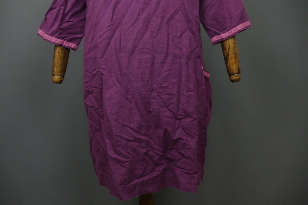 GUDRUN SJÖDEN Purple Cotton Long Sleeve V-Neck Pullover Tunic Dress – Size M