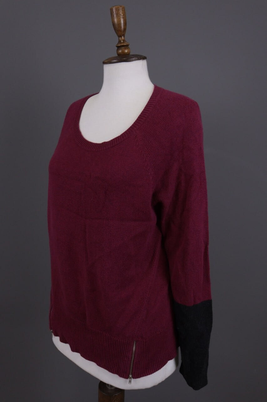 Eileen Fisher Burgubdy Lagenlook Cotton Cashmere Knit Oversized Sweater – Size M