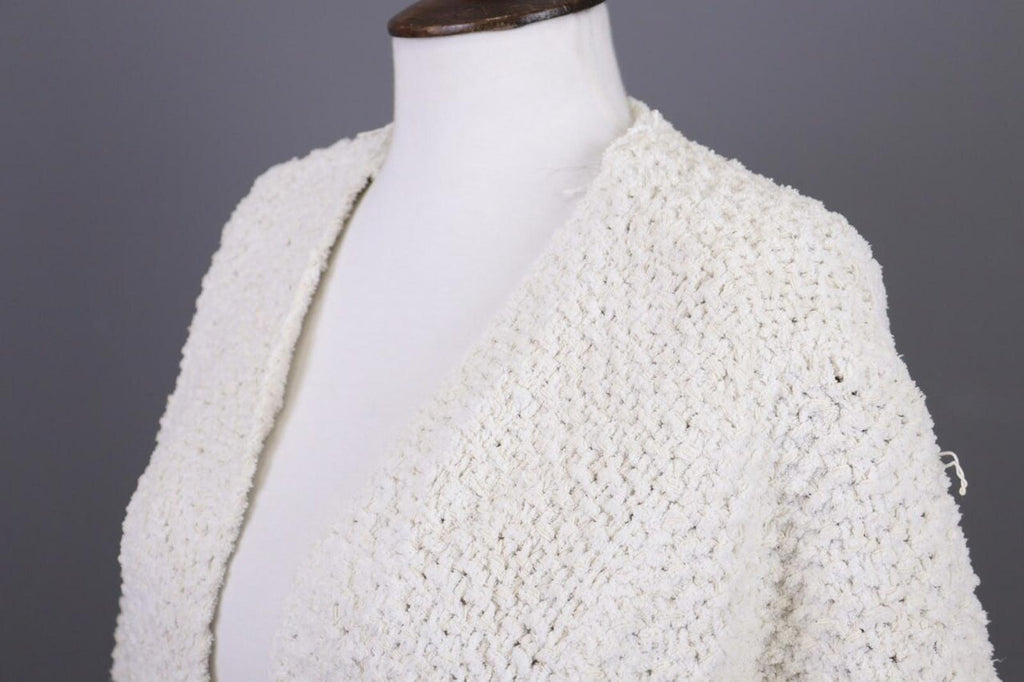 GANNI White Knit Open Front 3/4 Sleeve Cardigan Sweater – Size S