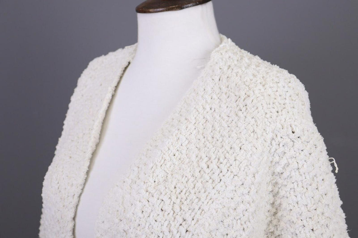 GANNI White Knit Open Front 3/4 Sleeve Cardigan Sweater – Size S