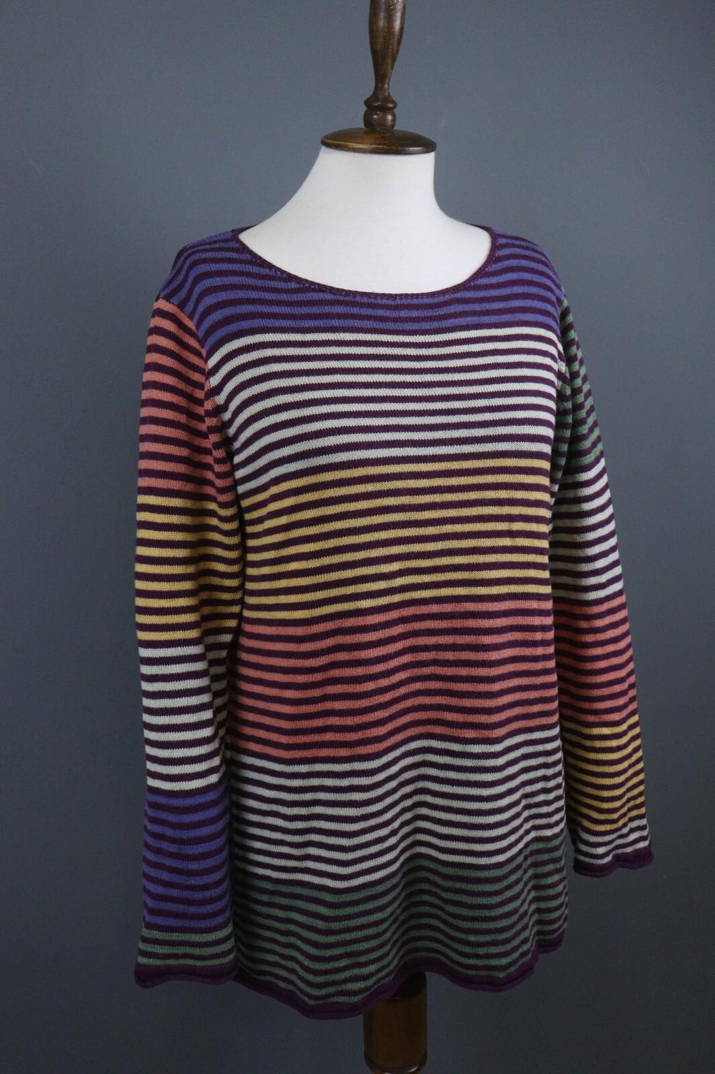 GUDRUN SJODEN Multicolor Striped Long Sleeve Lightweight Sweater – Size M