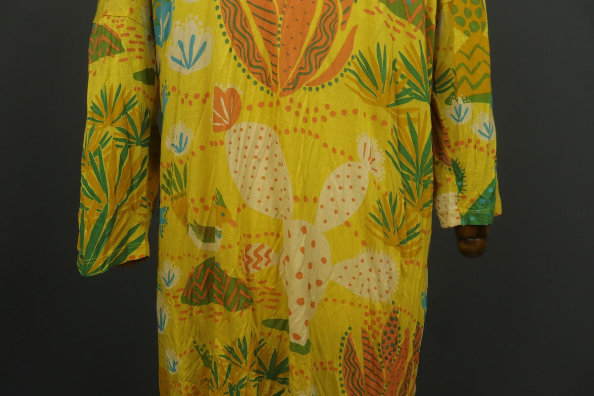 GUDRUN SJODEN Multicolor Floral 100% Modal Round Neck Pullover Shift Dress Sz M