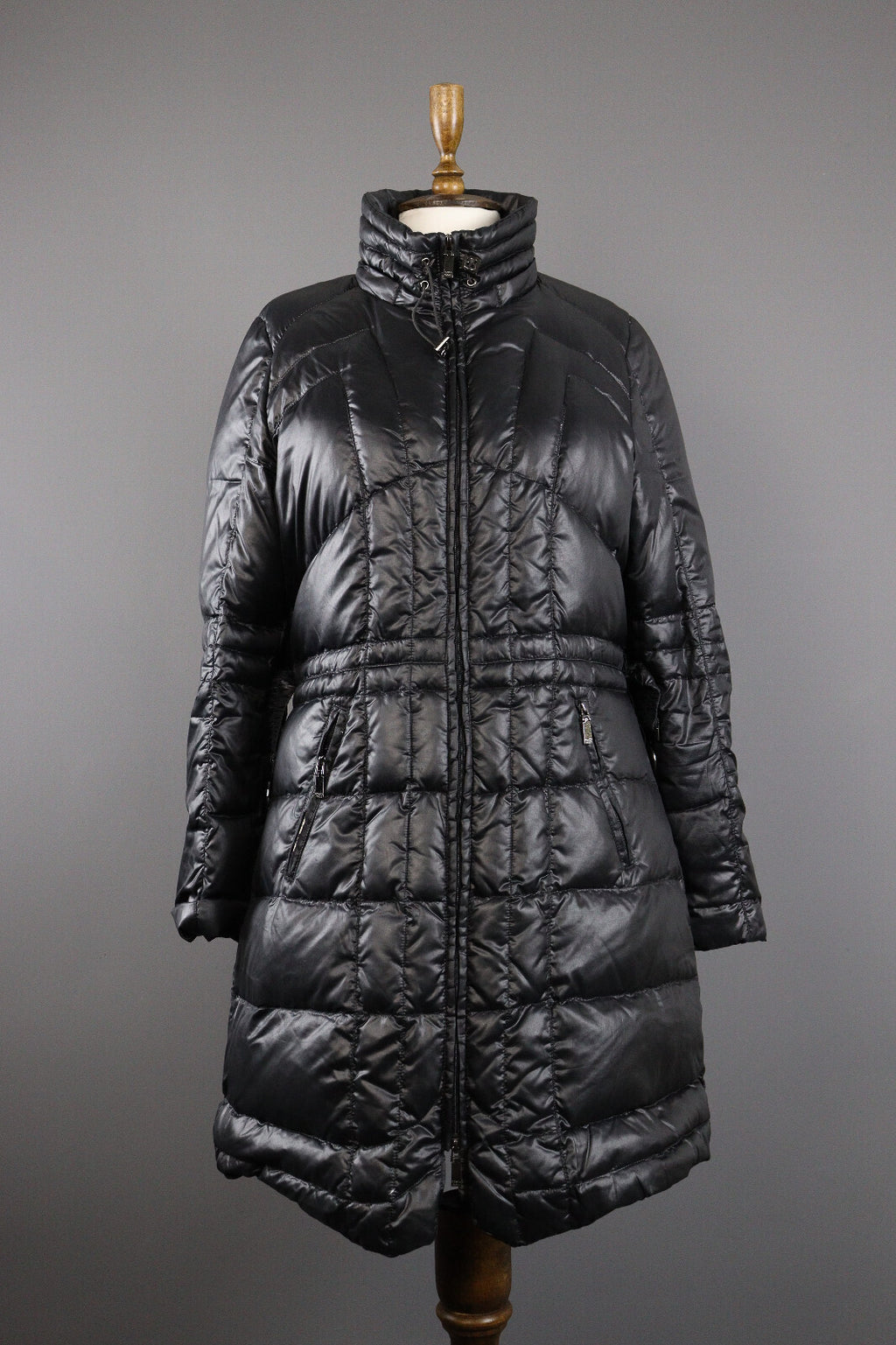 Romeo Gigli Full Zip Quilted Belted Puffer Down Overcoat Jacket – Women's L