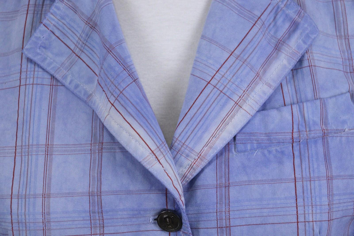 BNWT GALLIANO Blue Check Three Button Blazer Jacket – Size 26 / 40