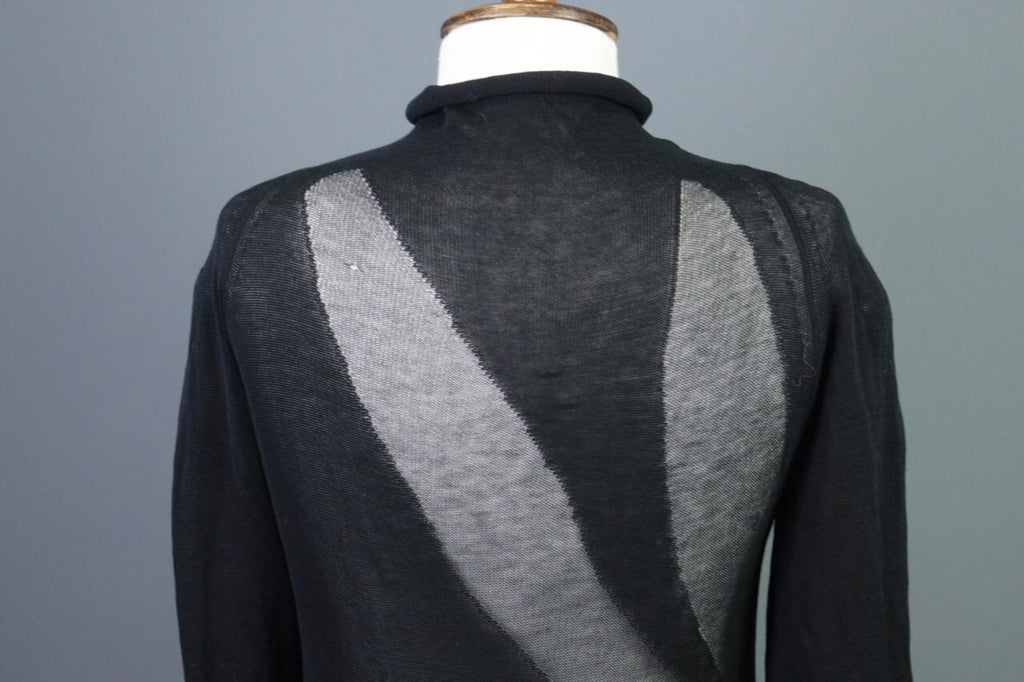 SARAH PACINI Black Knit Mesh Turtle Neck Sweater Midi Dress – Size 1