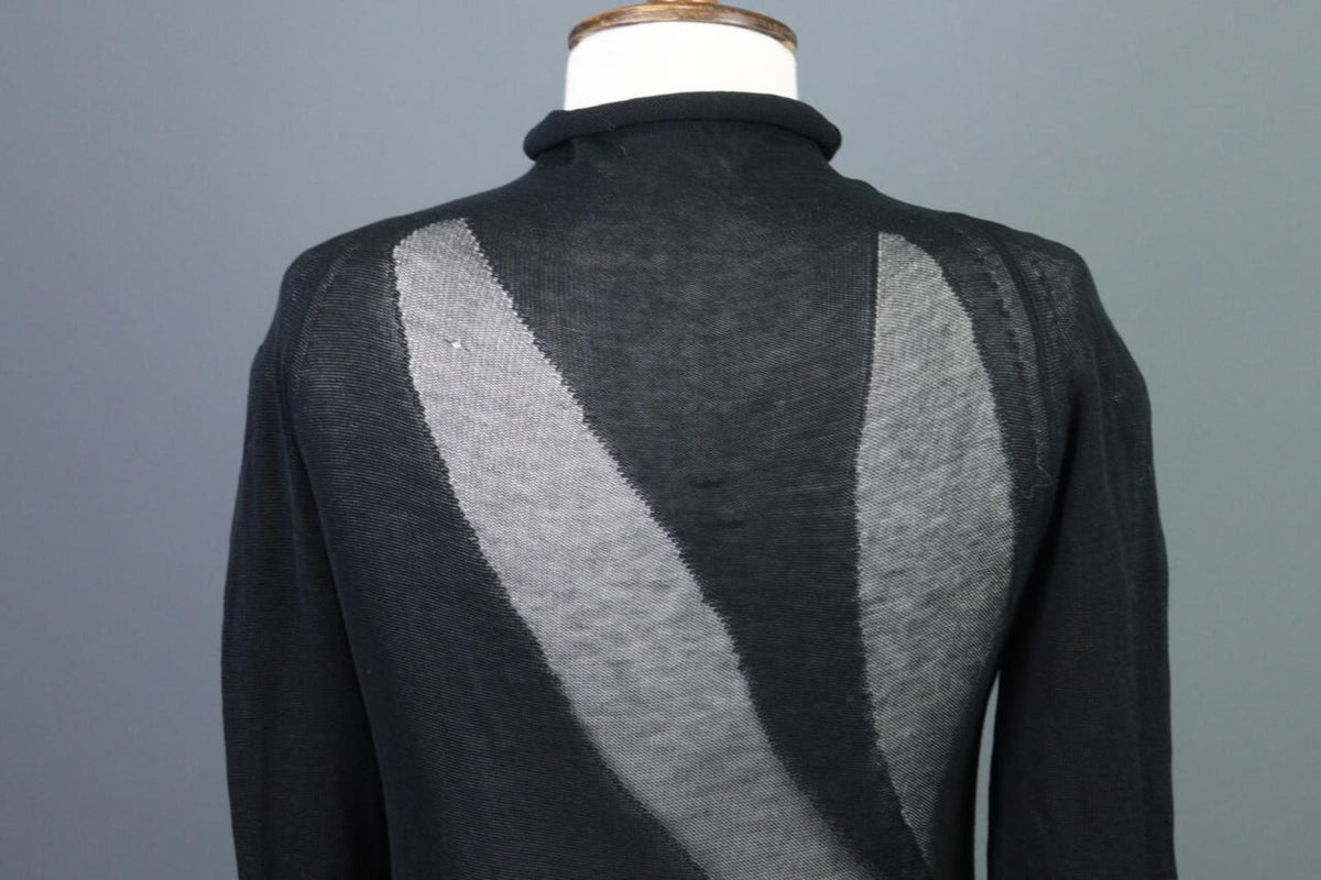 SARAH PACINI Black Knit Mesh Turtle Neck Sweater Midi Dress – Size 1