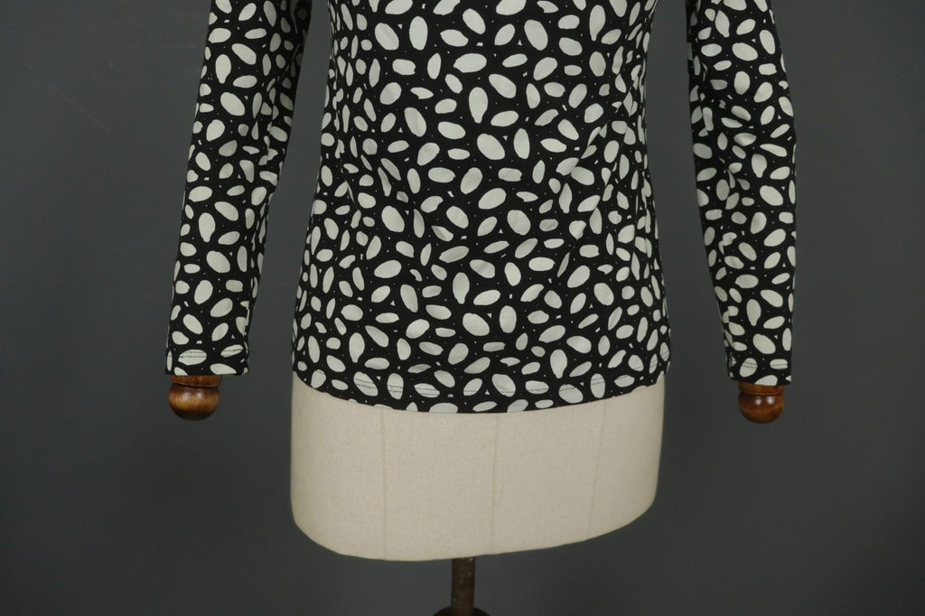 MARIMEKKO CERO White & Black Polka Dot Round Neck Long Sleeve Blouse Top – Size M