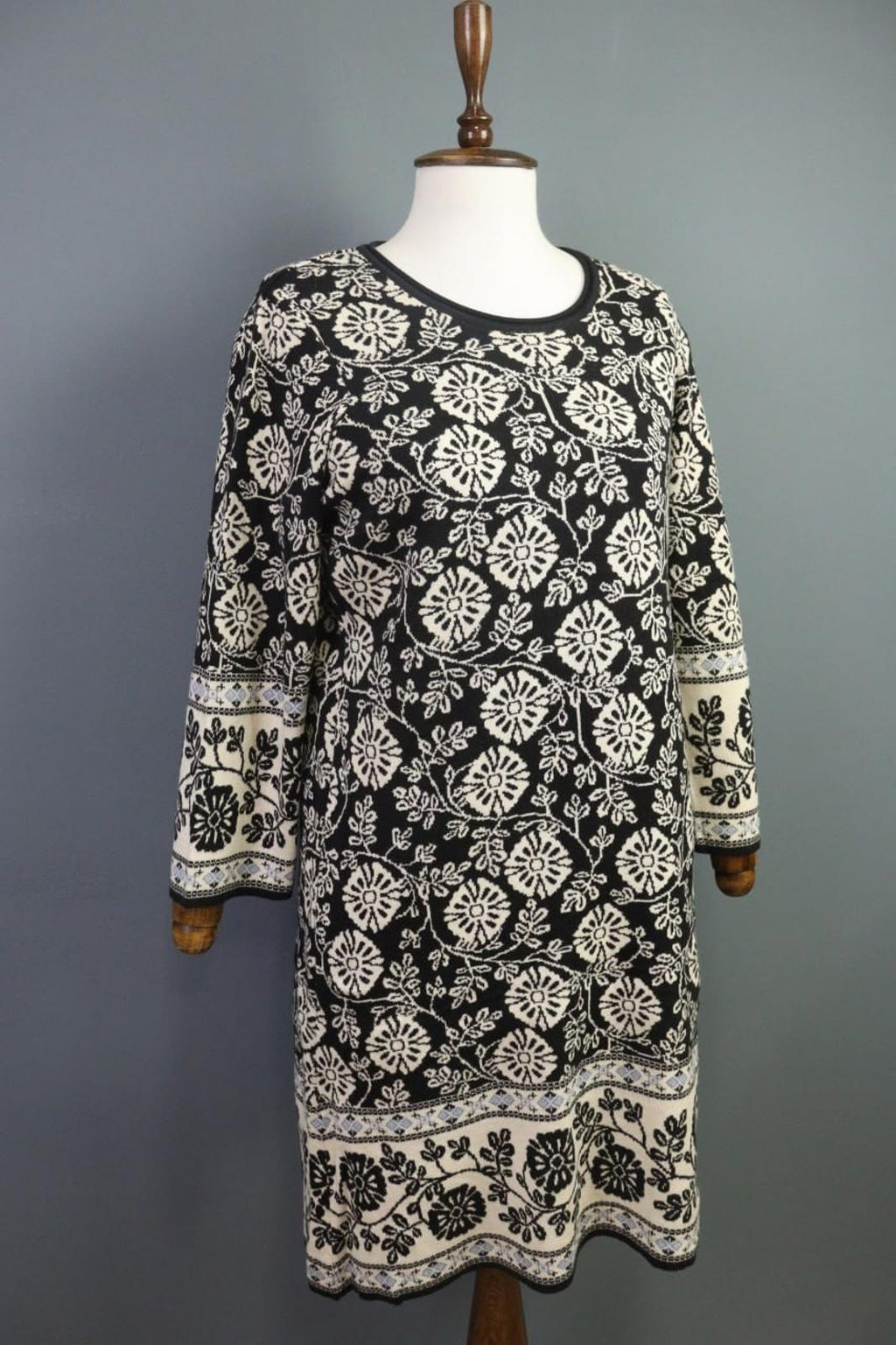 GUDRUN SJODEN Multicolor Floral Cotton Crew Neck Long Sleeve Sheath Dress – Size S
