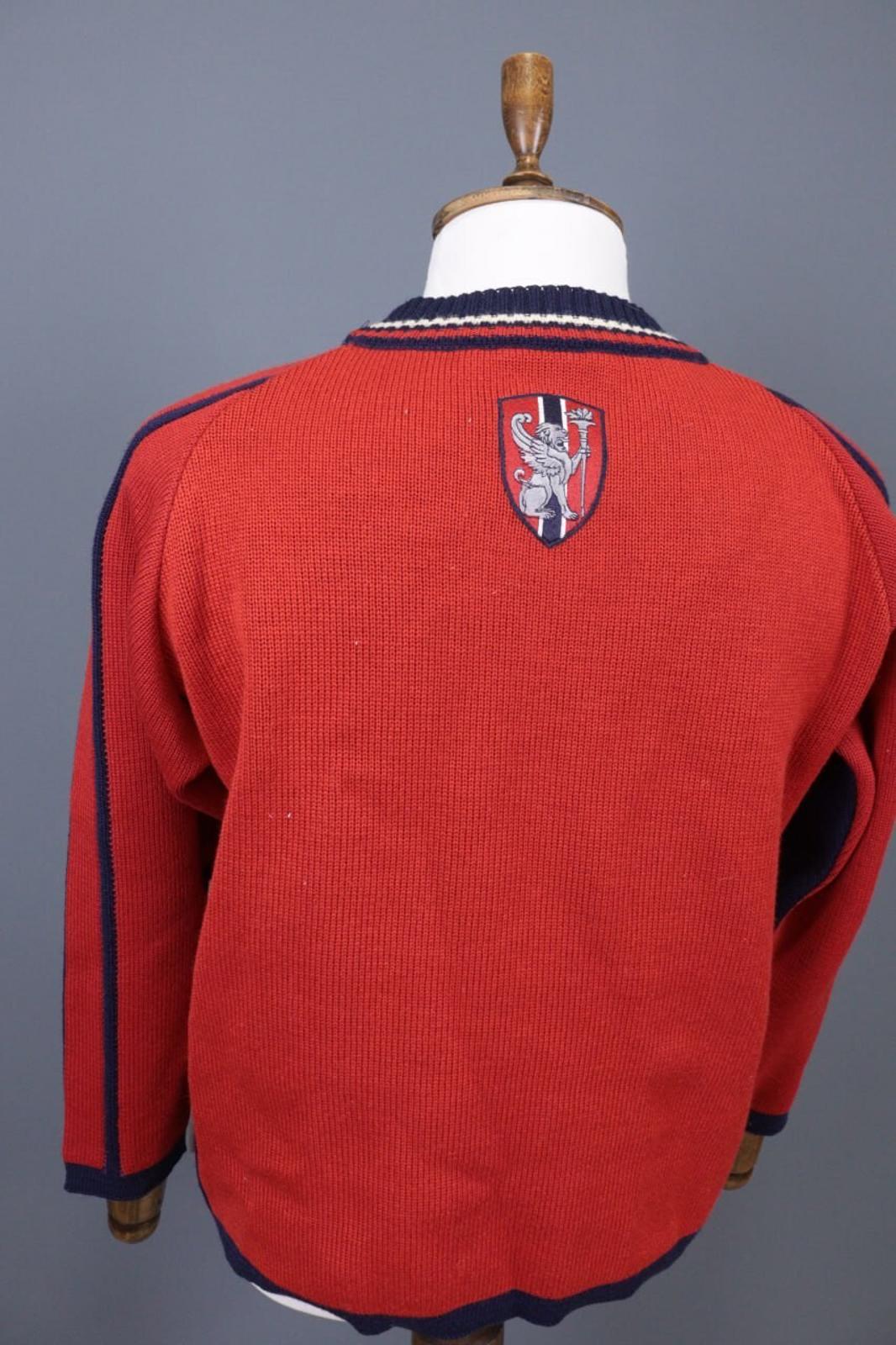 DALE OF NORWAY Blue / Red Colorblock Wool Knit Ski Sweater – Size S