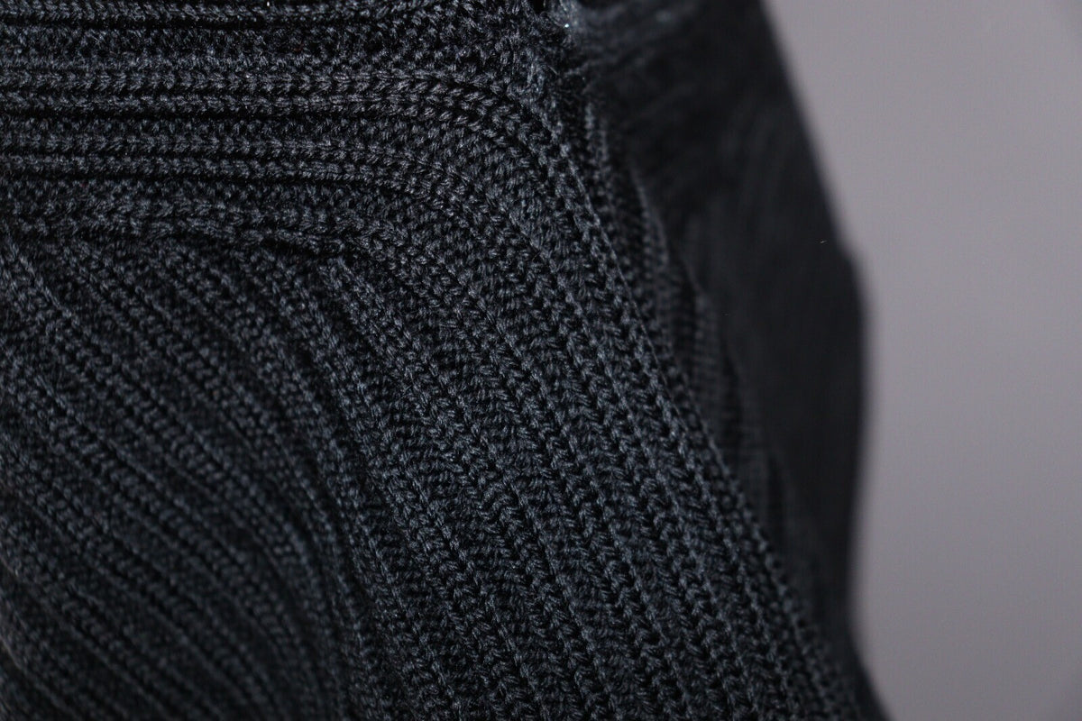 Kenzo Homme Black Vintage Merino Wool Full Zip Tight Knit Sweater – Size M