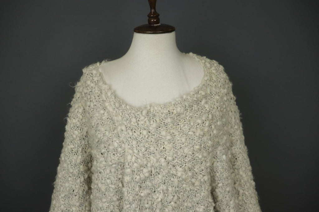 BARBARA SPEER Ivory Textured Knit Long Sleeve Round Neck Pullover Sweater M/L