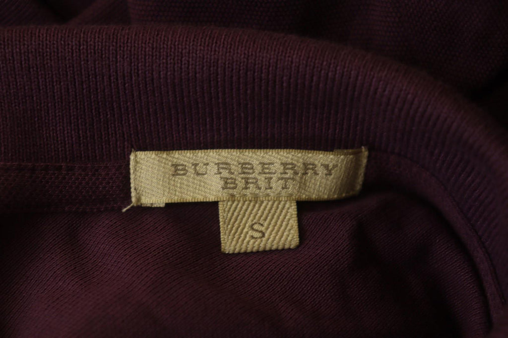 BURBERRY BRIT Burgundy Slim Fit Long Sleeve Collared Popover Polo Shirt – Size S