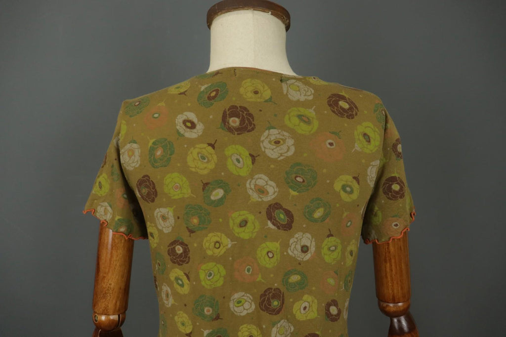 GUDRUN SJODEN Multi Floral Round Neck Short Sleeve Pullover Blouse Top – Size S
