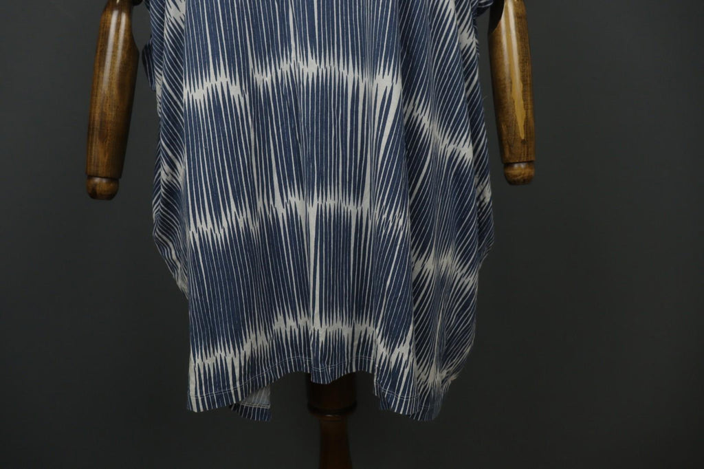 MARIMEKKO PRIP 3 Blue White Striped Viscose Round Neck Lagenlook Dress – Size L