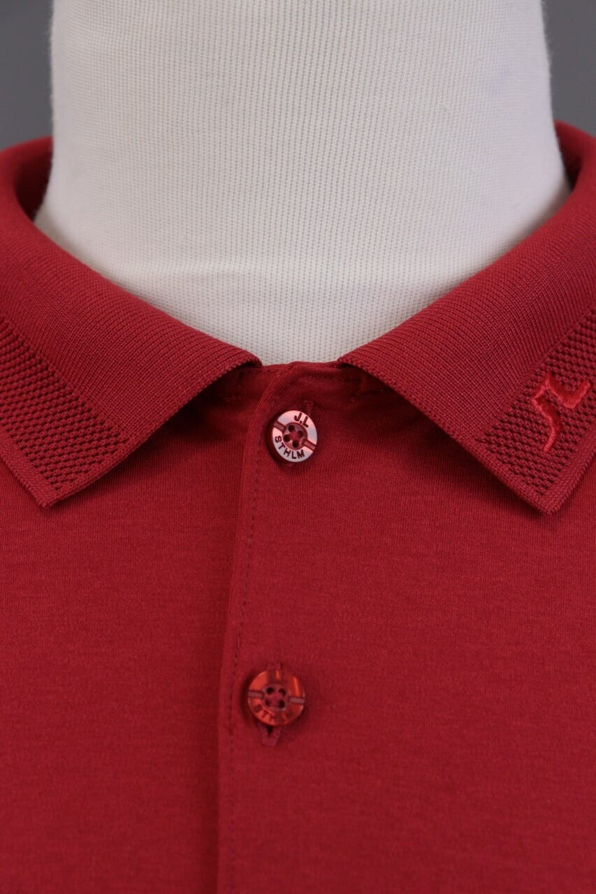 J.Lindeberg Regular Fit Sport Red Short Sleeve Polo Shirt – Size L