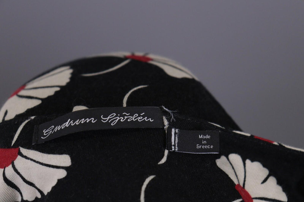 GUDRUN SJODEN Black Floral Relaxed Long Sleeve Blouson Midi Dress – Size L