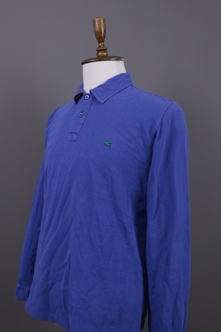ETRO Milano Blue Collared Paisley Pullover Sweater – Size XL