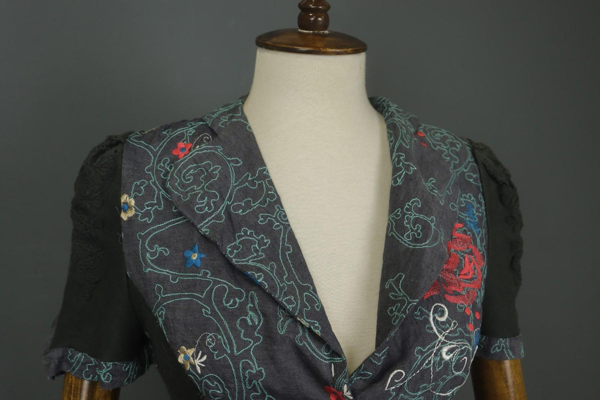IVKO Multi Floral 100% Cotton Short Sleeve Collared Button Front Shirt Top Sz M
