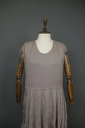 GUDRUN SJODEN Gray Viscose Blend Scoop Neck Shoulder Tie Babydoll Dress – Size M