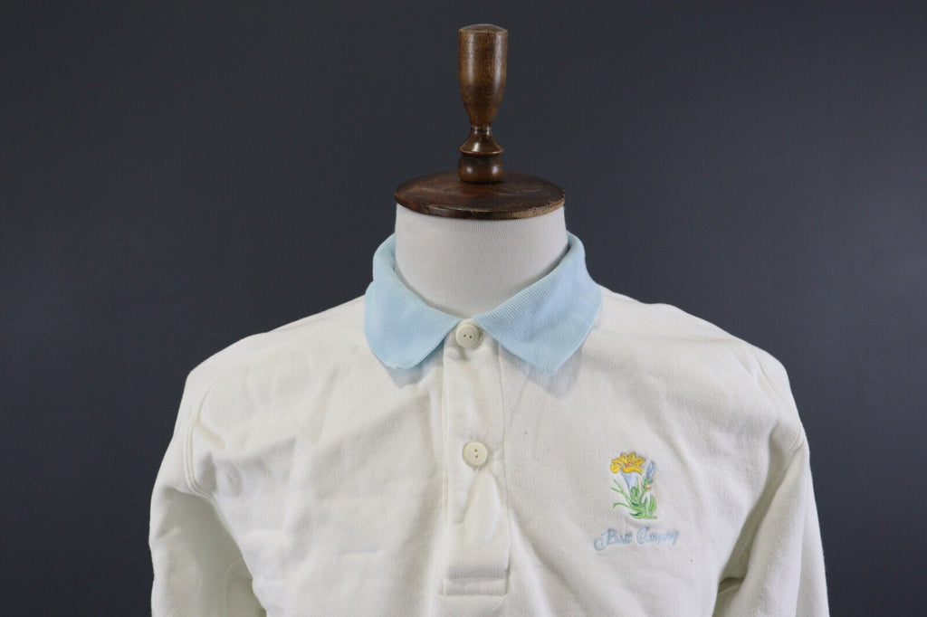 Best Company Olmes Carretti Vintage White Polo Carts Knit Sweatshirt – Size L