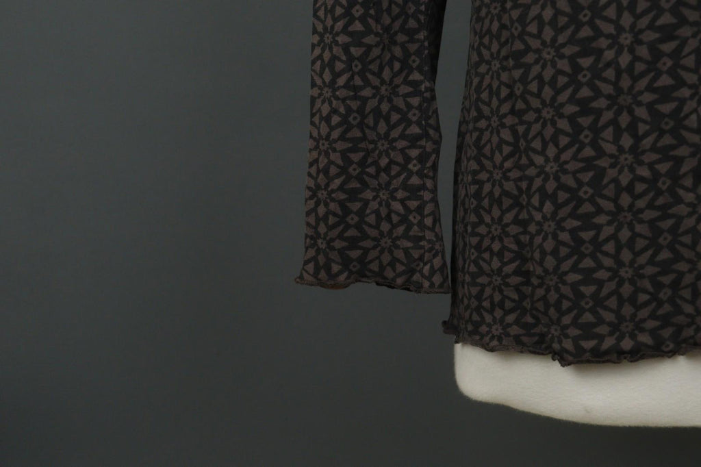 GUDRUN SJODEN Brown Printed Long Sleeve Round Neck Tunic Blouse Top – Size S