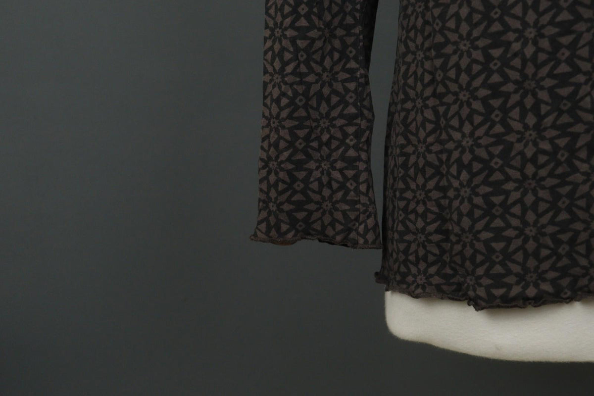 GUDRUN SJODEN Brown Printed Long Sleeve Round Neck Tunic Blouse Top – Size S